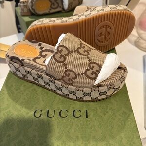 Gucci Women's Brown Monogram Mules